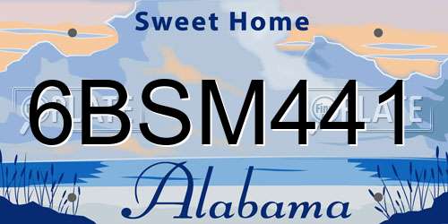 6BSM441 Alabama License Plate
