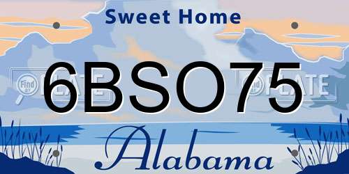 6BSO75 Alabama License Plate
