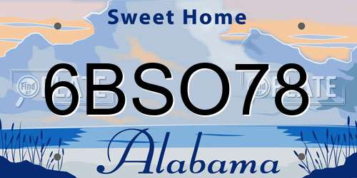6BSO78 Alabama License Plate