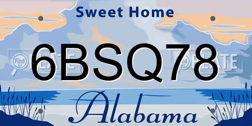 6BSQ78 Alabama License Plate