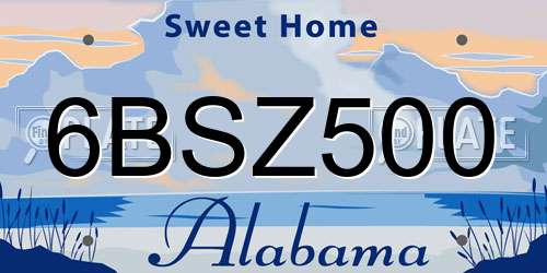 6BSZ500 Alabama License Plate