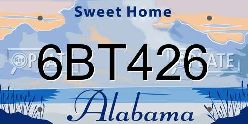 6BT426 Alabama License Plate