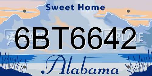 6BT6642 Alabama License Plate