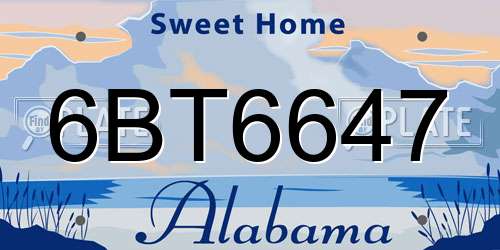 6BT6647 Alabama License Plate