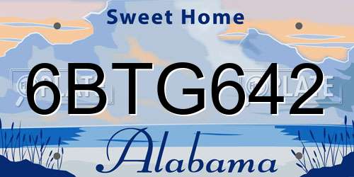 6BTG642 Alabama License Plate