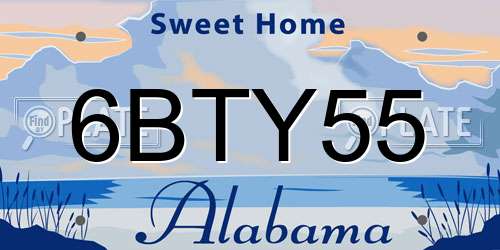 6BTY55 Alabama License Plate