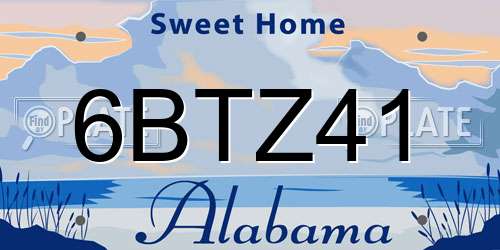 6BTZ41 Alabama License Plate