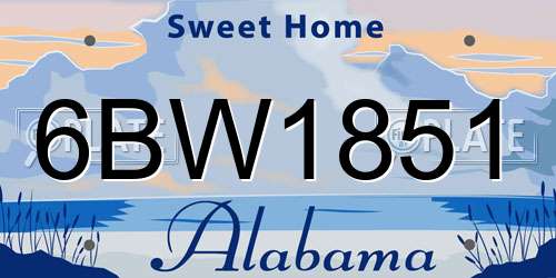 6BW1851 Alabama License Plate