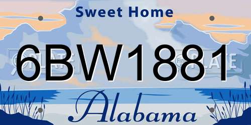 6BW1881 Alabama License Plate