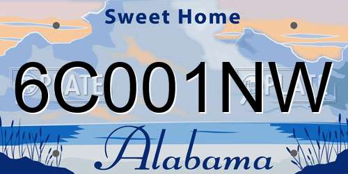 6C001NW Alabama License Plate