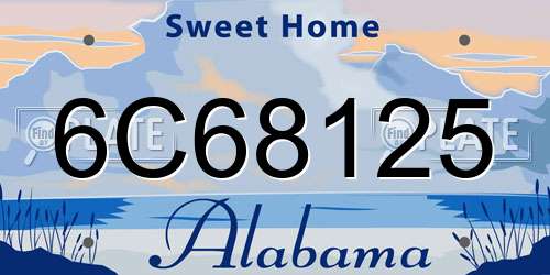 6C68125 Alabama License Plate