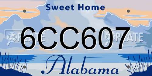 6CC607 Alabama License Plate