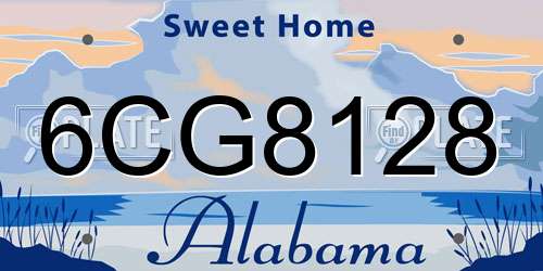 6CG8128 Alabama License Plate