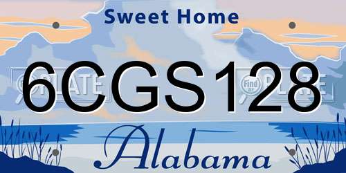 6CGS128 Alabama License Plate