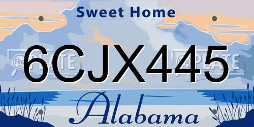 6CJX445 Alabama License Plate
