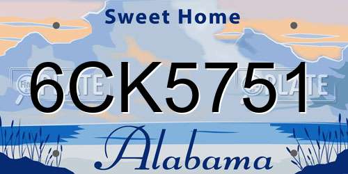 6CK5751 Alabama License Plate
