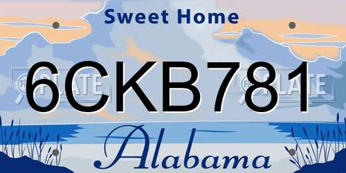 6CKB781 Alabama License Plate