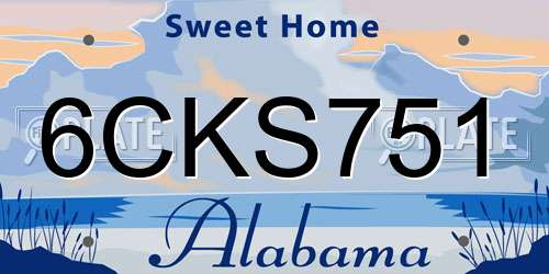 6CKS751 Alabama License Plate