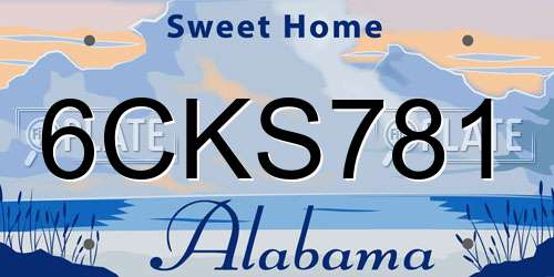 6CKS781 Alabama License Plate