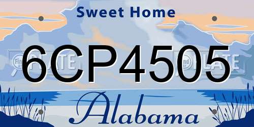 6CP4505 Alabama License Plate