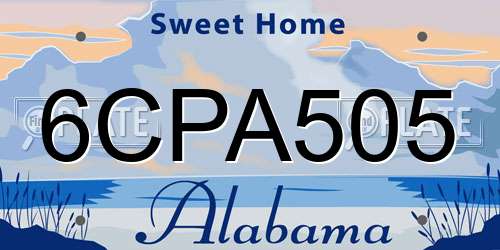 6CPA505 Alabama License Plate