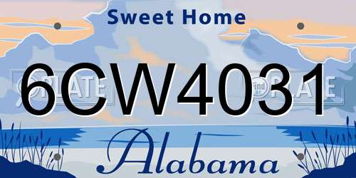 6CW4031 Alabama License Plate