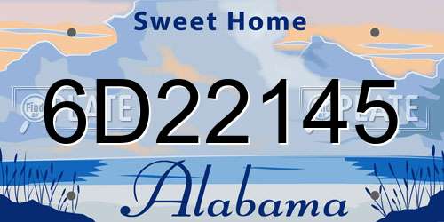 6D22145 Alabama License Plate