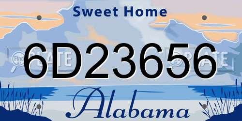 6D23656 Alabama License Plate