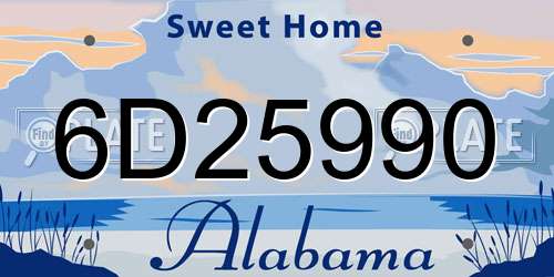 6D25990 Alabama License Plate