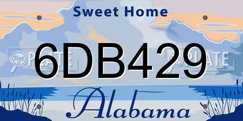 6DB429 Alabama License Plate