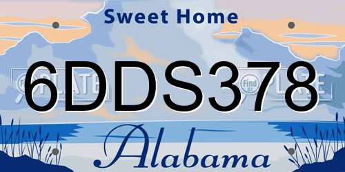 6DDS378 Alabama License Plate