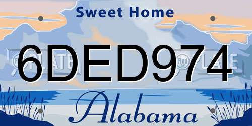 6DED974 Alabama License Plate