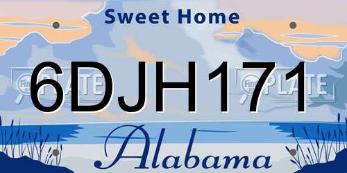 6DJH171 Alabama License Plate
