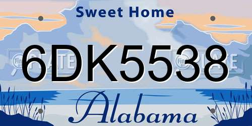 6DK5538 Alabama License Plate