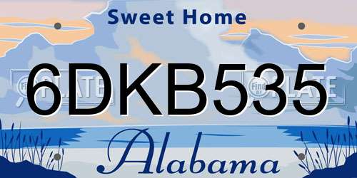 6DKB535 Alabama License Plate