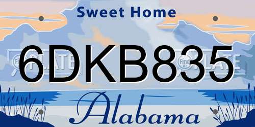 6DKB835 Alabama License Plate