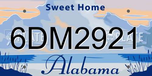 6DM2921 Alabama License Plate