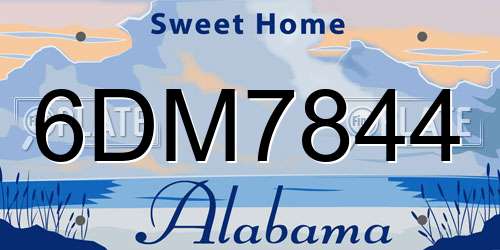 6DM7844 Alabama License Plate