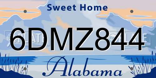 6DMZ844 Alabama License Plate
