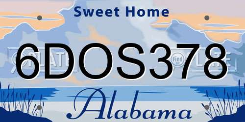 6DOS378 Alabama License Plate