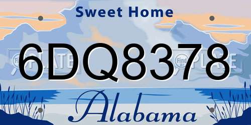 6DQ8378 Alabama License Plate