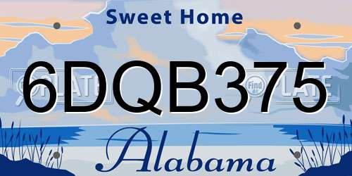 6DQB375 Alabama License Plate