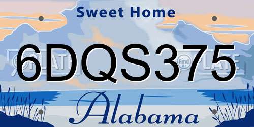 6DQS375 Alabama License Plate