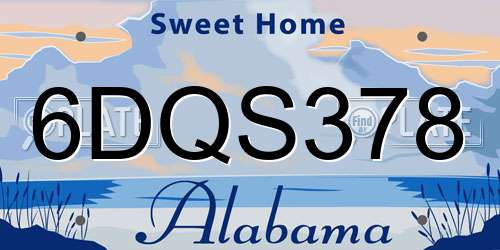 6DQS378 Alabama License Plate