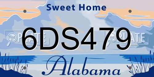 6DS479 Alabama License Plate