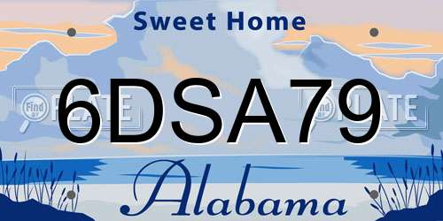 6DSA79 Alabama License Plate