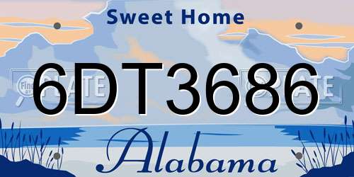 6DT3686 Alabama License Plate