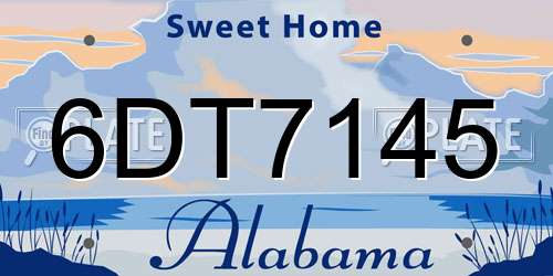 6DT7145 Alabama License Plate