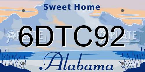 6DTC92 Alabama License Plate