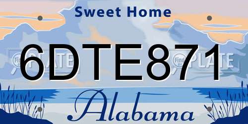 6DTE871 Alabama License Plate